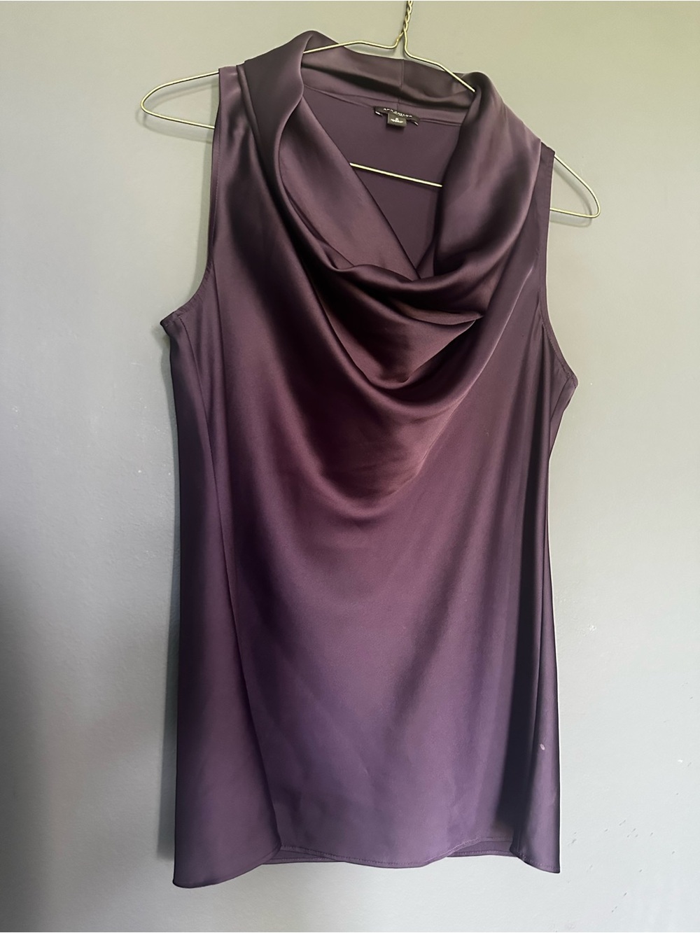 Ann Taylor Satin Drape Neck Blouse - Plum